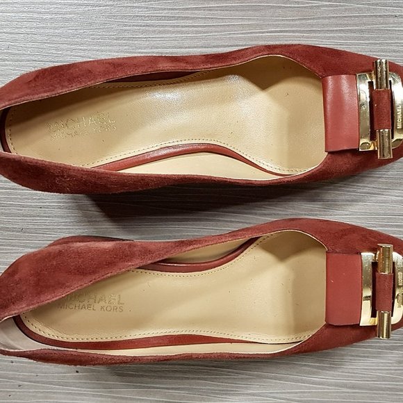 MICHAEL Michael Kors 'Gloria' Square Toe Pump Brick Color Suede Womens Size 5 - Picture 5 of 7